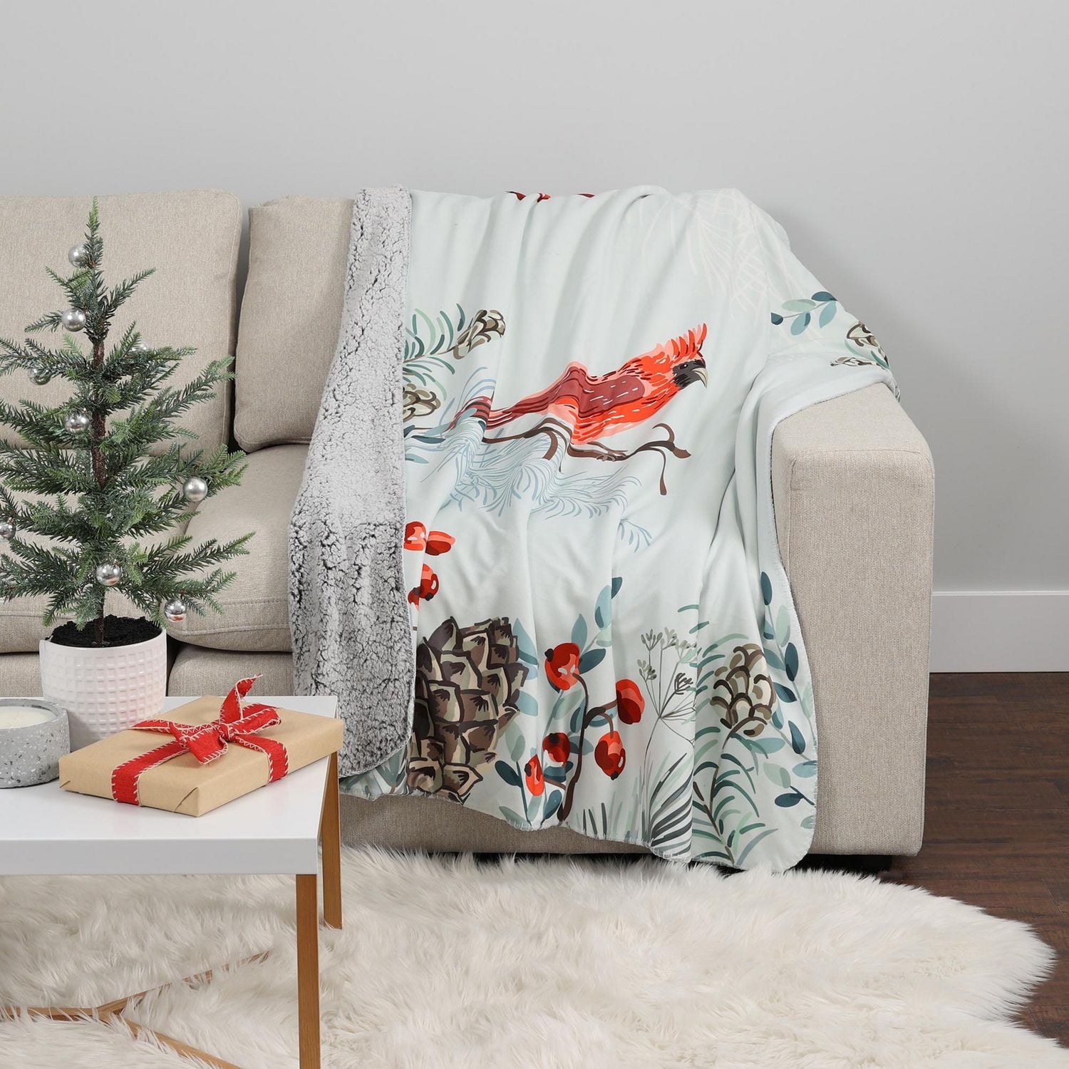 Holiday Sherpa Throw, Bird 50" x 60"