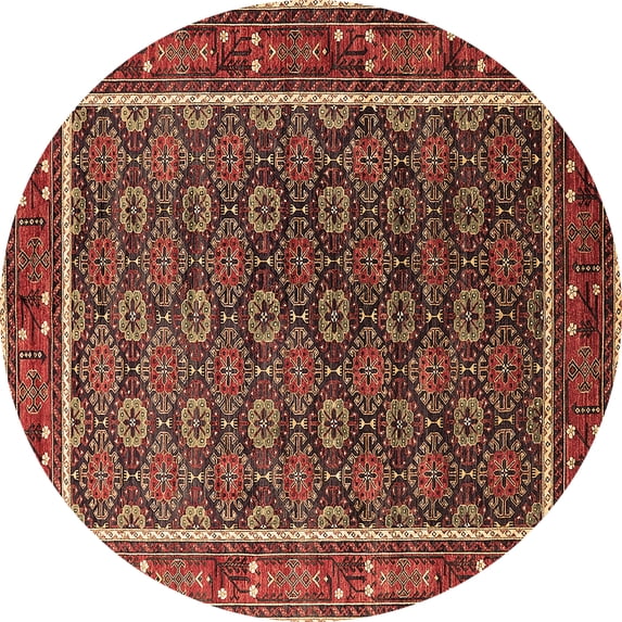 Ahgly Company Indoor Round Oriental Brown Industrial Area Rugs, 5' Round