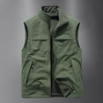 thumbnail image 2 of Men's Casual Outdoor Vest Jacket Multi Pockets Breathable Mesh Lined Work Camping Travel Photo Fishing Outwear (Large, Army Green 02), 2 of 4