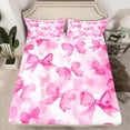 thumbnail image 2 of Manfei Dreamy Bowknot Bed Sheets Set King Size, Pink Watercolor Bed Sheets King, Cartoon Ribbon Bedding King Size, Breathable Bedroom Decoration, 4pcs, 2 of 7