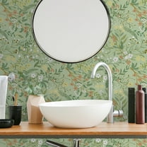 Abyssaly Floral Peel and Stick Wallpaper 17.3"×118" Removable Self-Adhesive Green Vinyl Wallpaper for Home Decor