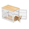 thumbnail image 4 of JFHID 38" Heavy-Duty Dog Crate Furniture for Large Dogs, Wooden Dog Cage Kennel Indoor Furniture, White and Natural, 4 of 12