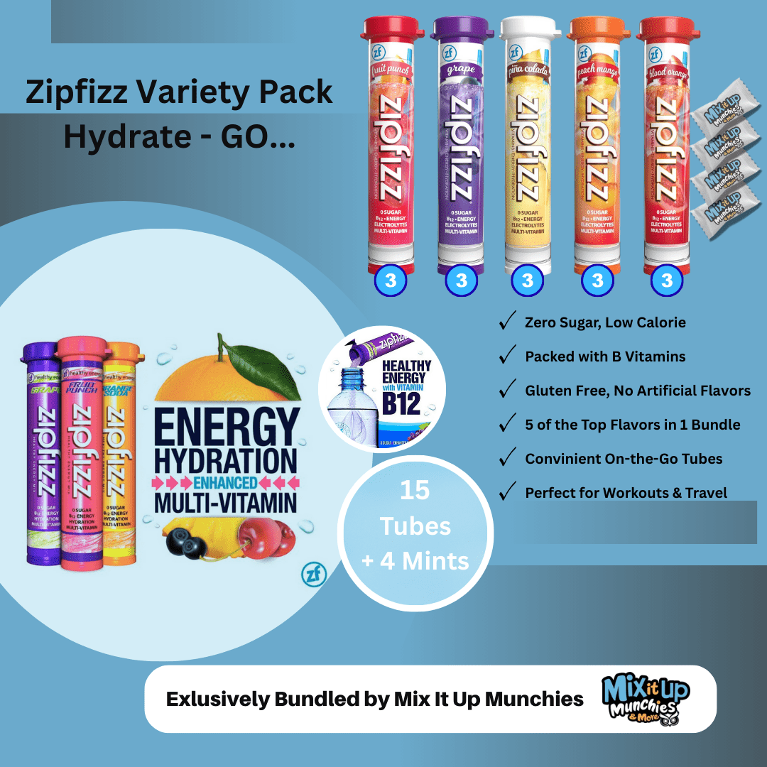 Zipfizz Energy Drink Mix Variety Pack, 15 Tubes (5 Flavors, 3 Each
