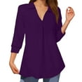 thumbnail image 1 of Top informal de mujer con cuello en V y manga tres cuartos - Corte holgado, primavera/otoño, para combinar con vaqueros, lavable a máquina, 1 of 5