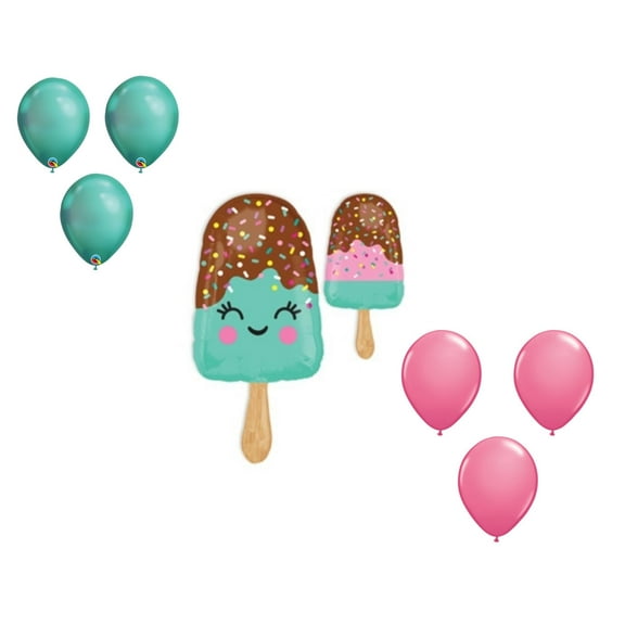 LOONBALLOON 35 Inch Happy Ice Cream Bar Balloon Medium Shape Set (6x latex)