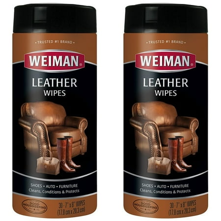 (2 Pack) Weiman Leather Wipes, 30 Ct (Best Wood Furniture Wipes)