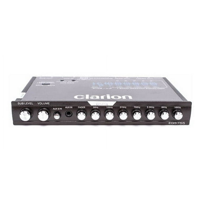 Clarion EQS755 7-Band Car Audio Graphic Equalizer with Front 3.5mm  Auxiliary Input, Rear RCA Auxiliary Input and High Level Speaker Inputs