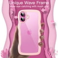 thumbnail image 3 of JETech Wavy Case for iPhone 16 6.1-Inch, Cute Wave Frame Curly Shape Shockproof Phone Cover for Women and Girls, Clear Hard PC Back (Pink), 3 of 7