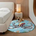 thumbnail image 3 of Round Area Rug 5ft,Watercolor Ocean Octopus Starfish Washable Carpet Non-Slip Runner Accent Rugs Indoor Floor Mat for Bedroom Living Room Decor,Sea Monster, 3 of 9