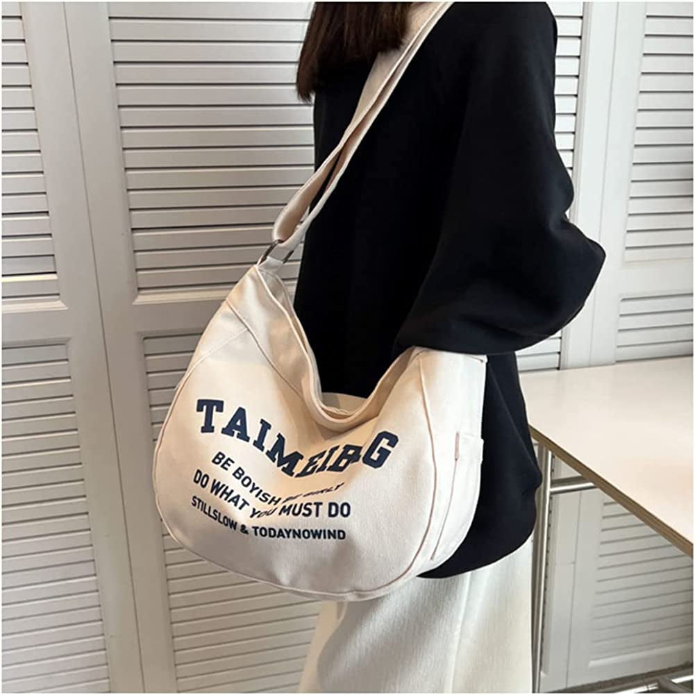 CoCopeaunts Designer Tote Bags for Women Luxury Letter Print Large Capacity  Young Girls Handbags Simple Student Canvas Messenger Bag 