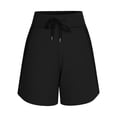 thumbnail image 4 of Only Moment Womens Lightweight Shorts Blended Fabric 2 Pockets 7/8 Athletic Pants with Drawstring for Golf Travel Casual Womens Yoga Shorts Black,M, 4 of 5
