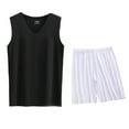 thumbnail image 1 of Conjunto Deportivo de los Hombres, Moda Casual de Color Sólido Cuello en V sin Mangas de Elasticidad Superior para el Desgaste Al Aire Libre, Traje Atlético de Humedad, 1 of 4
