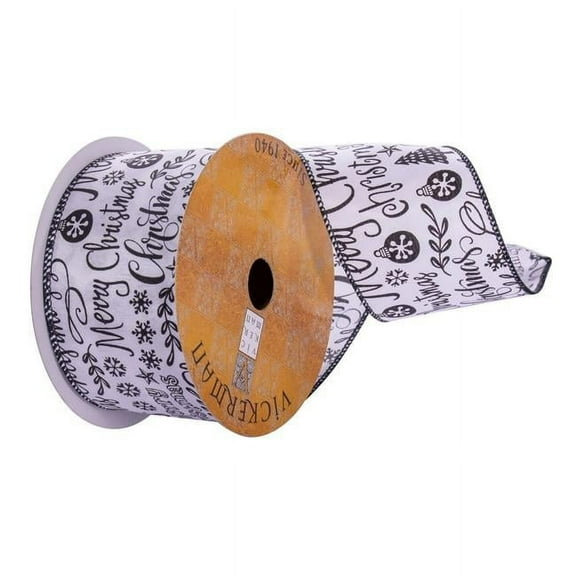 Vickerman Q220952 2.5 in. x 10 Yards Merry Ribbon, White & Black