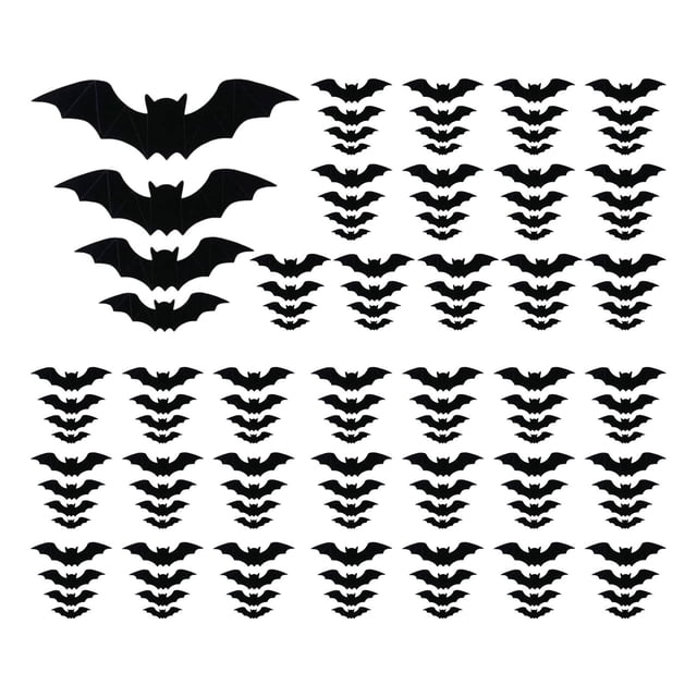128 pegatinas 3D de murciélagos aterradores para pared, decoraciones de Halloween, calcomanías de pared espeluznantes, decoraciones de ventanas para
