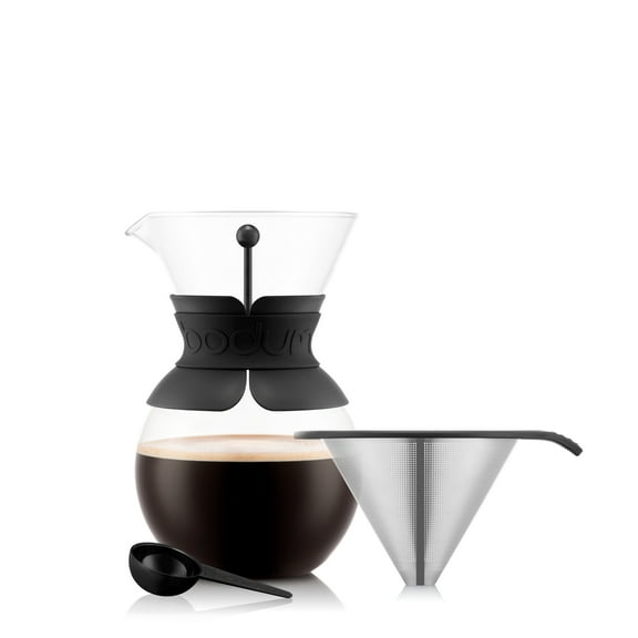 Bodum Pour-Over Coffee Maker with Permanent Filter, 34 oz, Black, New