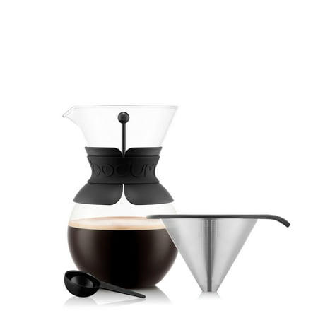 Bodum Pour-Over Coffee Maker with Permanent Filter, 34 oz, Black, New