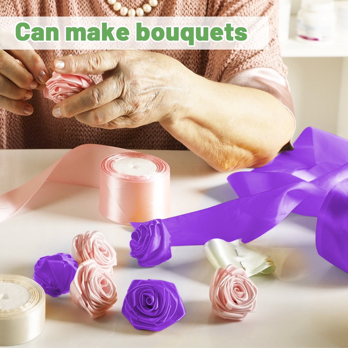 10Rolls Solid Color Satin Ribbon, Ribbon for Flower Bouquet, Craft Fabric Ribbon, Bouquet Ribbon for Flowers, Ribbons for Crafts