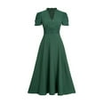 thumbnail image 6 of SMihono Womens A Line Dress Formal Summer Elegant Dresses Trendy Casual V Neck Dress Short Sleeve Vacation Cocktail Dress Army Green S, 6 of 8