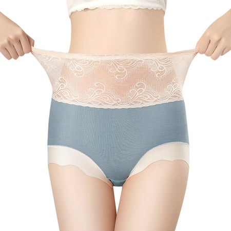

Women High Waist Belly Lace Seamless Lift Breathable Triangle Cotton Briefs