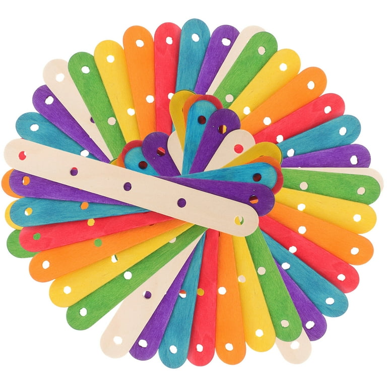 Bestonzon 100pcs Natural Jumbo Colored Wood Craft Sticks Popsicle Wood Colored Craft Stick for DIY Crafts Creative Designs (Colorful+Nature Color)