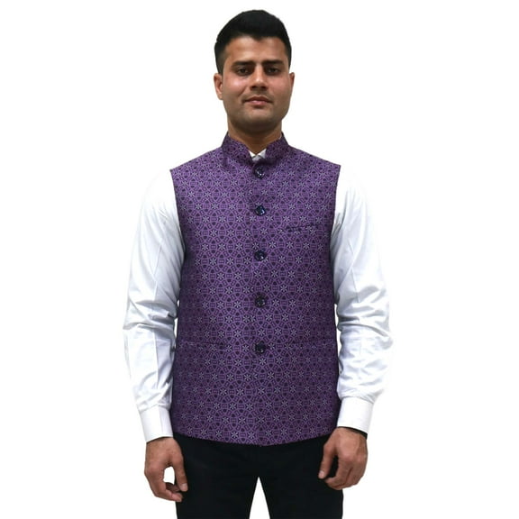 Luxe Jacquard Nehru Jacket for Men - Designer Formal Party Wear, Stylish Indian Wedding Vest Coat, XS to XXXL - Premium Men's Traditional & Designer Vest Coat/Jacket