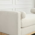 thumbnail image 4 of 53.5"W Elegant Upholstered Bench, Ottoman with Wood Legs & Bolster Pillows for End of Bed, Bedroom, Living Room, Entryway, Ivory, 4 of 6