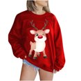 thumbnail image 2 of 2023 Chandails de Noël pour Femmes en Liquidation Mode Manches Longues Col Rond Imprimé de Noël Hauts Amples Blouses Chandails, 2 of 5