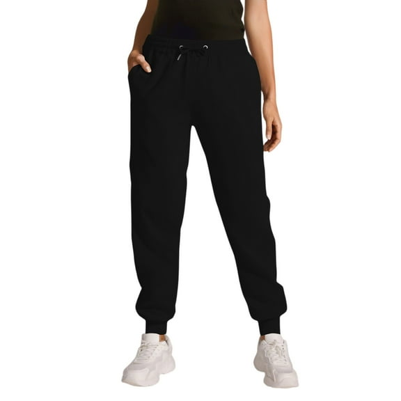 BOMYJESK Womens Sweatpants Casual Elastic Waist Pants Fall Winter Trendy Drawstring Sweatpants Jogging Comfy Trousers with Pockets Black 3XL