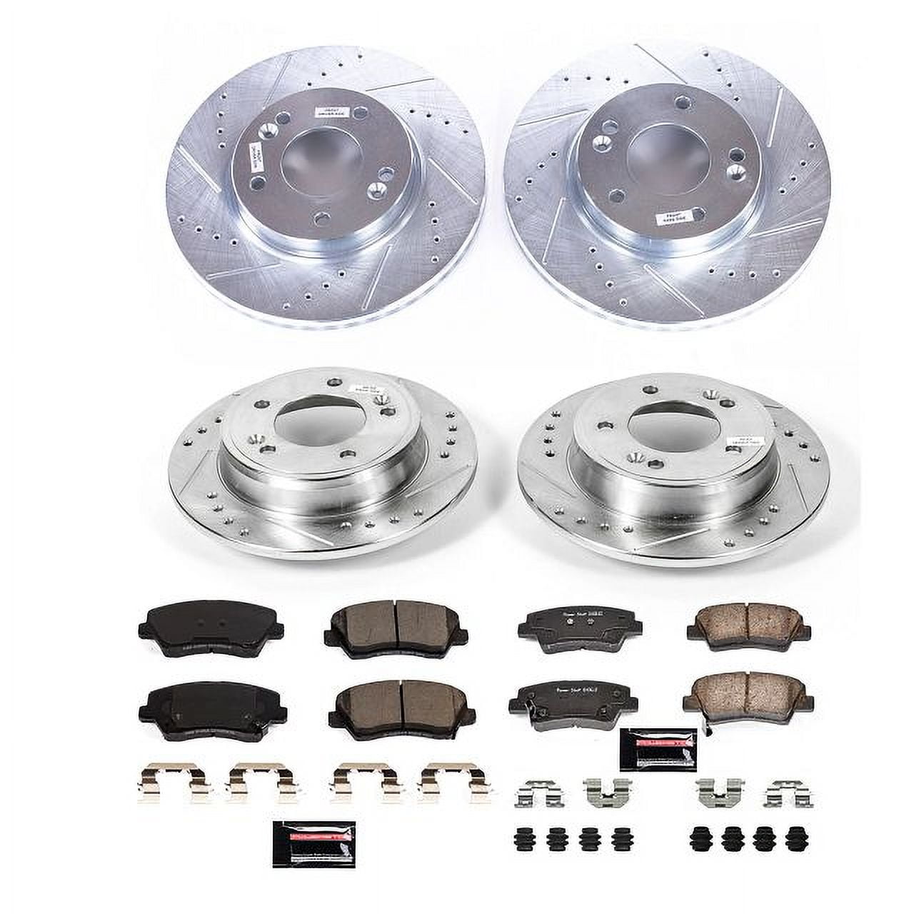 PowerStop Front and Rear Z23 Evolution Sport Carbon-Fiber Ceramic Brake Pad and Drilled & Slotted Rotor Kit Fits: HYUNDAI Select Models K8889