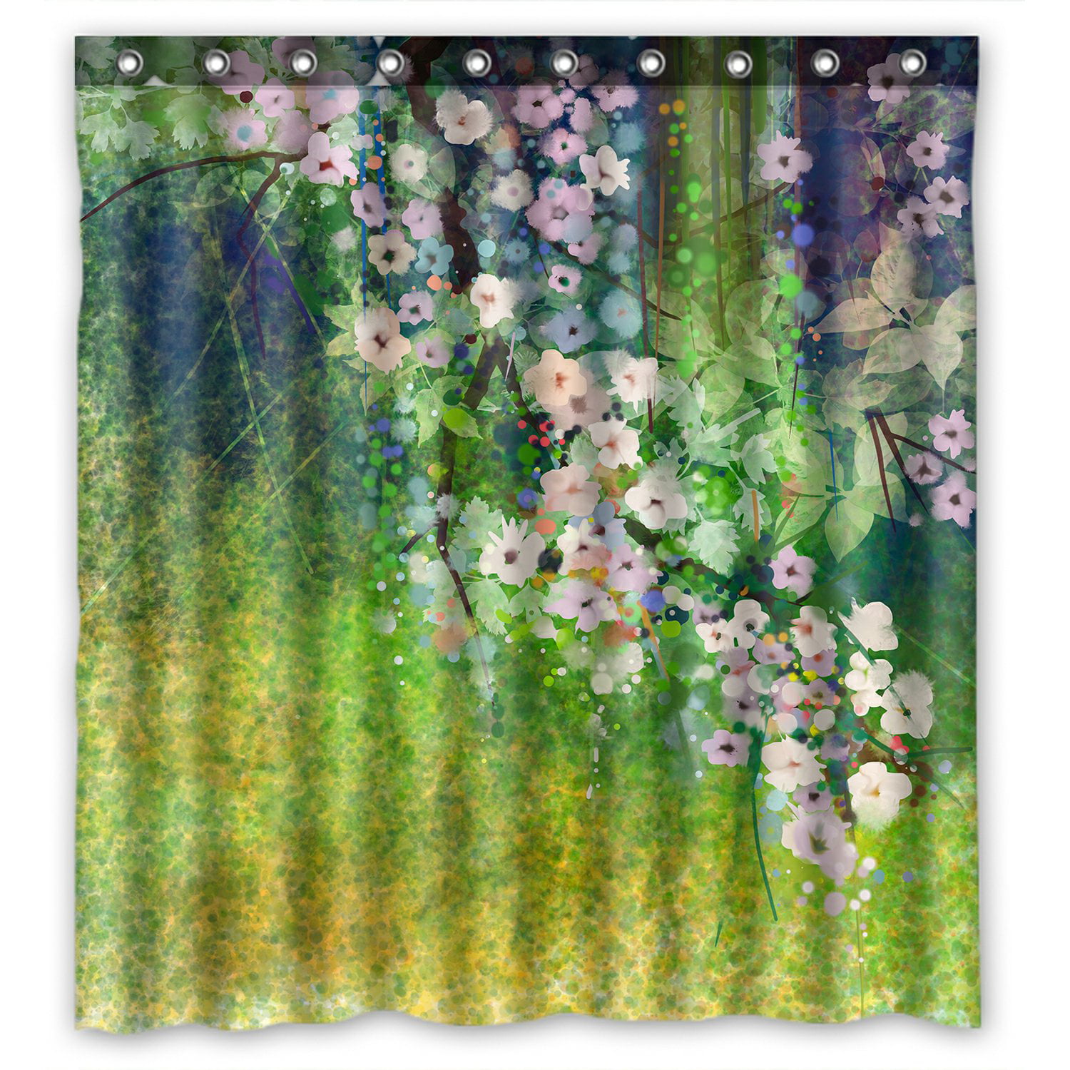 PHFZK Abstract Floral Design Shower Curtain, Watercolor Painting ...