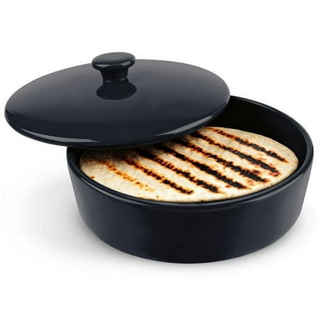 Kook Ceramic Tortilla Warmer with Lid, Blue, 8.5 Inch