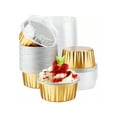 thumbnail image 2 of 10/50/100pcs Disposable Ramekins (5oz/150ml) Mini Aluminum Foil Baking Cups With Lids Creme Brulee Cupcake Liners, Desert Cheesecake Pans Flan Molds Tin Cups Containers For Party Favor Birthday, 2 of 10