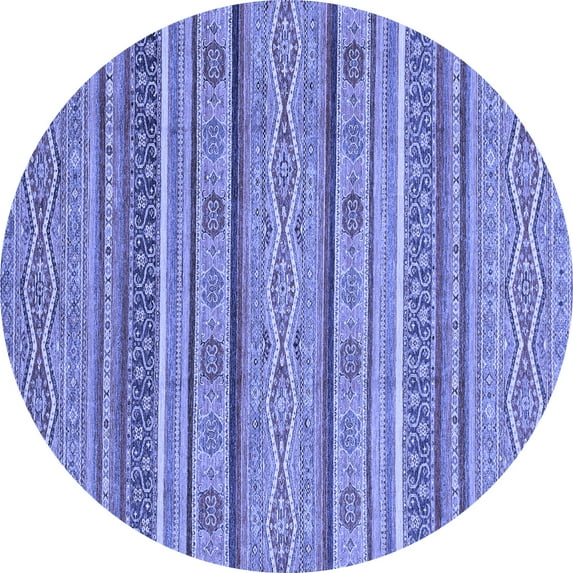 Ahgly Company Indoor Round Abstract Blue Modern Area Rugs, 6' Round