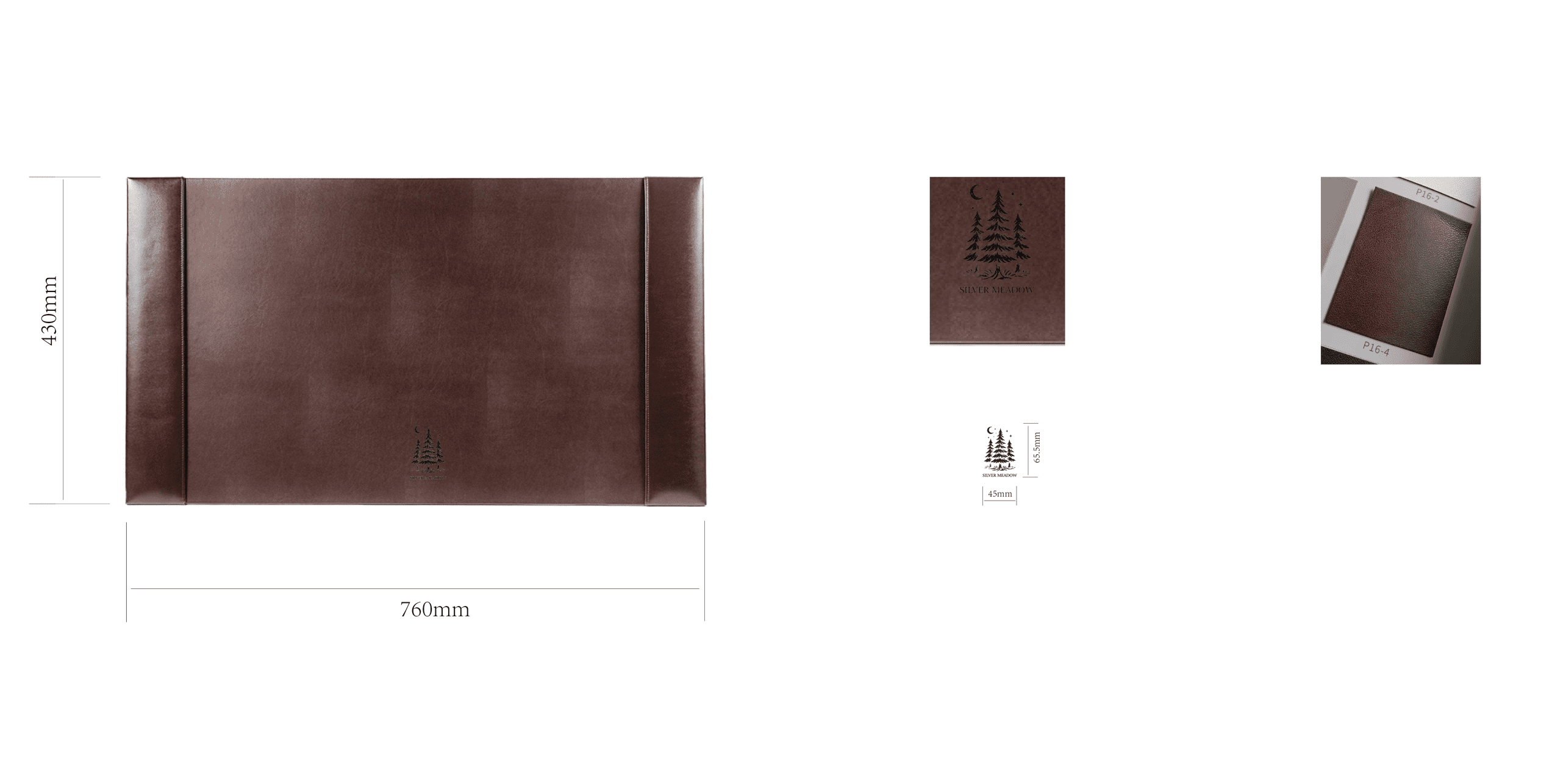 Office Leather Desk Mat – Premium Brown Desk Pad with Raised Edge Stitching, Professional Structured Writing Surface, and Non-Slip Base – Corporate Executive Desk Protector for VIPs – Silver Meadow