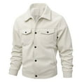 thumbnail image 4 of Rutainlusire Mens Trendy Lapel Comfy Corduroy Truck Jackets 2025 Men's Corduroy Solid Color Outdoor Climb Pocket Long Sleeve Jackets, 4 of 5