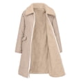 thumbnail image 6 of Women Long Puffer Coat Thicken Sherpa Lined Faux Fur Lapel Neck Full Zip Up Down Jacket Winter Overcoat Outwear (M, Khaki), 6 of 7