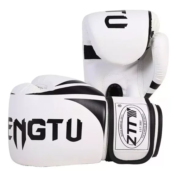 Guantes De Box Para Kickboxing, Strap Velcro, 14 Oz Blanco