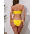 thumbnail image 3 of DARING DIVA Women's O Ring Ruched Bandeau Ribbed Bikini Set X-Large Yellow, 3 of 6
