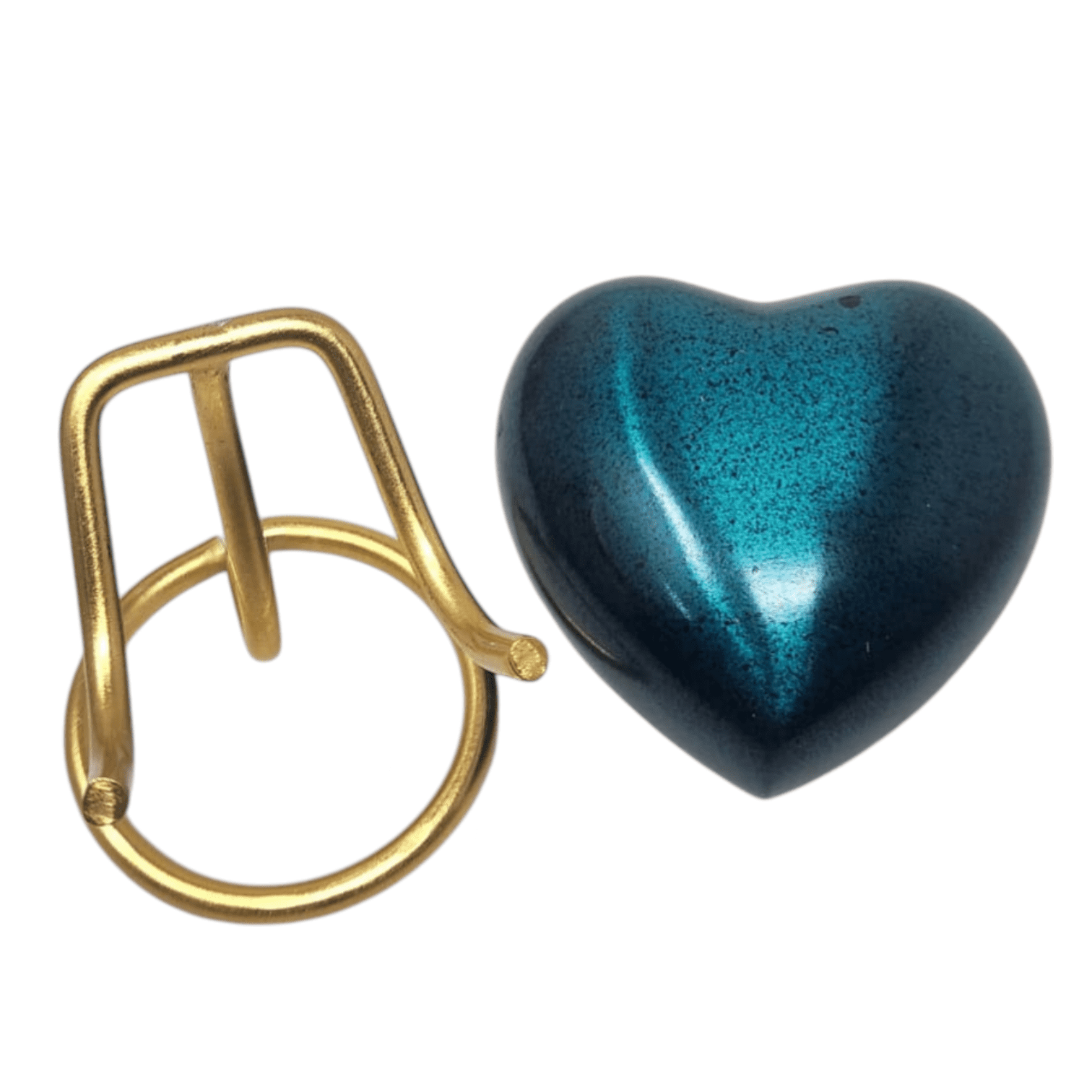 SMIURNS Heart-Shaped Keepsake Cremation Urn for Ashes - Custom Engraved Teal Blue Speckled Memorial Urn - Includes Gold Display Stand and Red Velvet Gift Box - Small Decorative Urn for Human or Pet