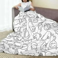 thumbnail image 5 of Cute Cat Blanket Animals Pet Pattern Gifts for Kitten Lovers Black and White for Adult Kids Soft Lightweight 80" x 60" Bedroom Birthday Decorations Christmas Decor Travel All Season Animal White, 5 of 6
