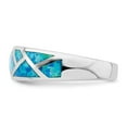 thumbnail image 3 of Auriga Fine Jewelry 925 Sterling Silver Rhodium-plated Geometric Lab Created Blue Opal Ring for Women Size 7, 3 of 5
