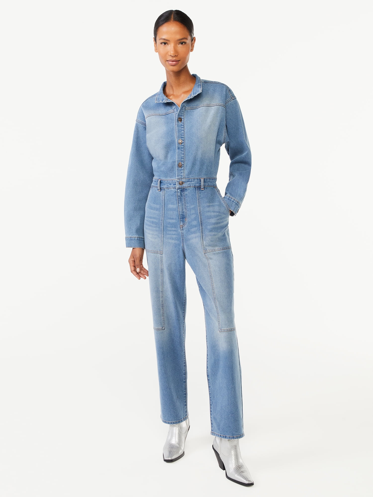 Scoop Women's Utility Denim Jumpsuit 