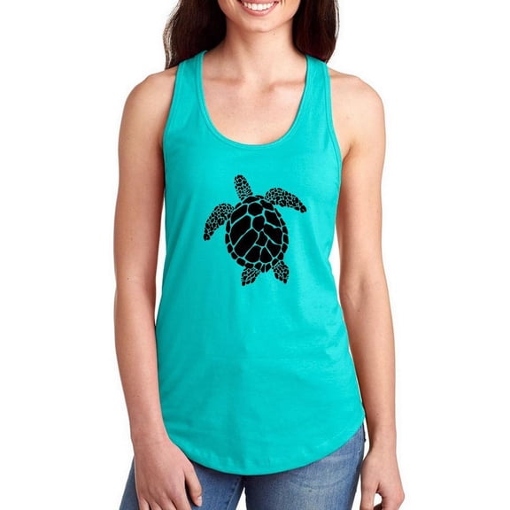 Sea Turtle Bold Line Art Racerback Tank Women -Image by Shutterstock, Female x-Large