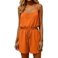 thumbnail image 2 of Women's Casual Sleeveless V-Neck Romper with Drawstring Waist Loose Fit Summer Jumpsuit, 2 of 5