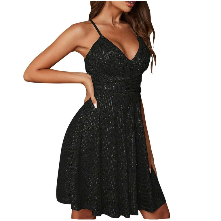 WXLWZYWL Spaghetti Straps V-Neck Sequin Homecoming Dresses A-Line Sparkly  Prom Dress Short Cocktail Dress - Walmart.com