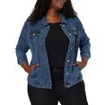 thumbnail image 1 of GRACE & GRANDEUR Women's Plus Jean Jacket Button Closed Cropped Denim Jacket, 1 of 6