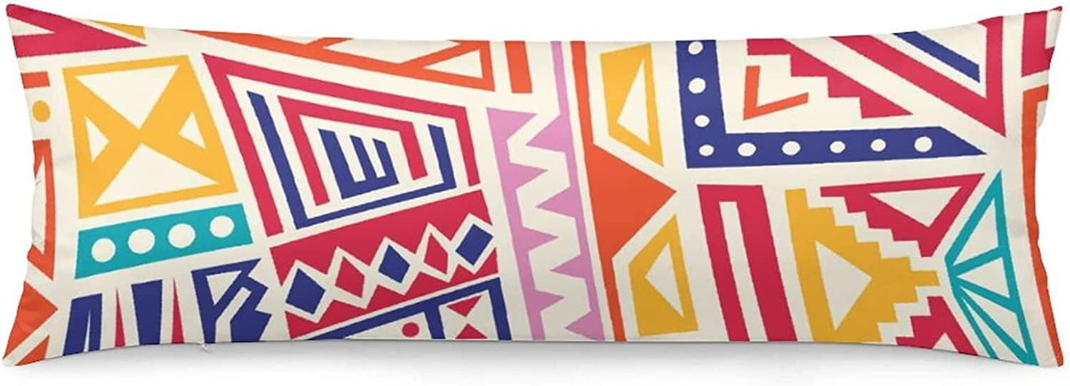 Body Pillow Covers 20x54 Inches Indigenous Geometry Bedding Decorative