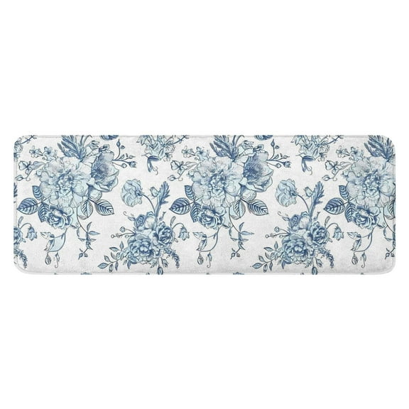 Pioneer Flower Floral Print Pattern Kitchen Rug Mat,Kitchen Runner Rugs Non Skid Washable,Decorative Kitchen Floor Mats for Kitchen,Sink,Laundry,17"x47.2"