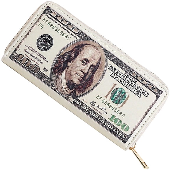 Creative Dollar Pattern Purses Classic Zipper Wallet Unisex Long Purses Fashion Credit Card Photo Coin Purse with Compartment