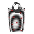 thumbnail image 2 of Bingfone Ladybugs on Black and White Striped Laundry Hamper,Large Canvas Fabric Lightweight Storage Basket Toy Organizer Dirty Clothes Collapsible, 2 of 6